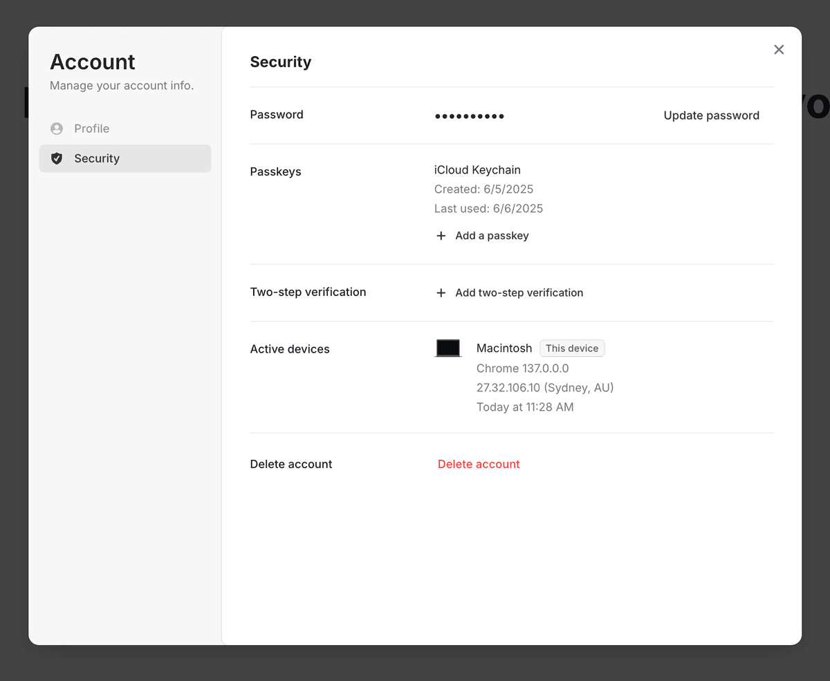 Manage Security Settings in Paradino