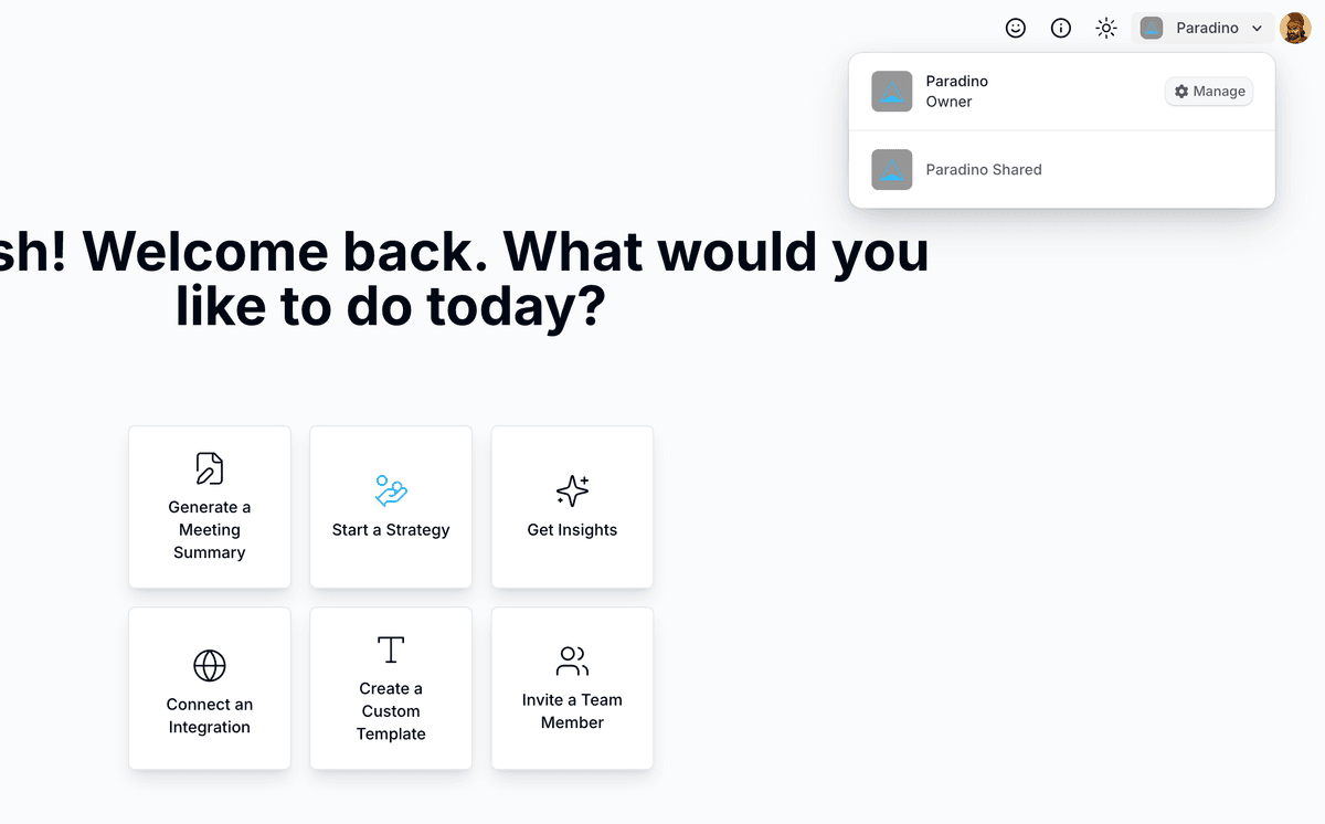 Getting to Organisation Profile in Paradino